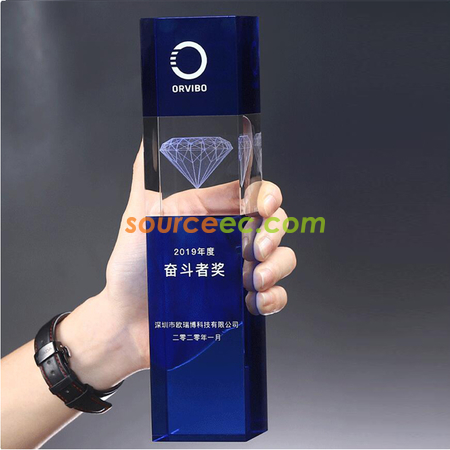 Customization Diamond Square Pillar Crystal Trophy Promotional Products