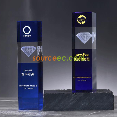 Customization Diamond Square Pillar Crystal Trophy Promotional Products