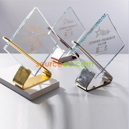 Customization Square Metal Crystal Trophy Promotional Products