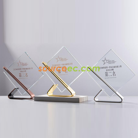 Customization Square Metal Crystal Trophy Promotional Products