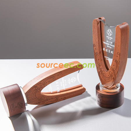Customization Shaped Wooden Crystal Trophy Promotional Products