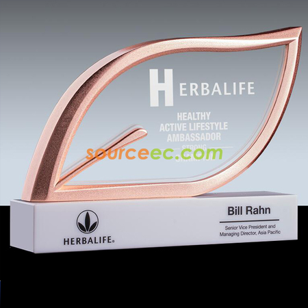 Customization Metal Crystal Leaf Trophy Promotional Products