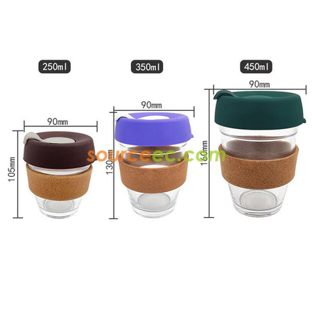 Customization Cork Silicone Glass Coffee Cup Promotional Products