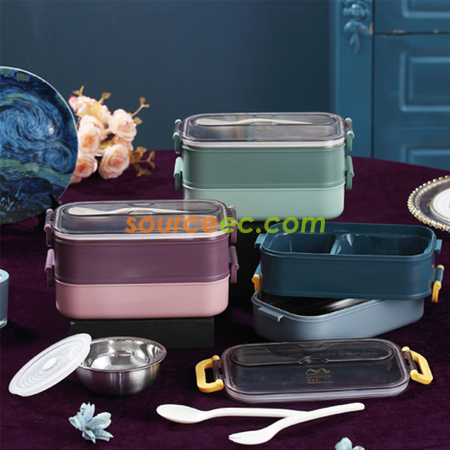 Customization Double-Layer Portable Lunch Box With Soup Bowl Set Promotional Products