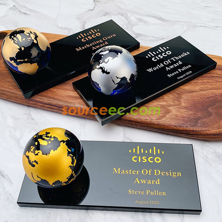 Customization Creative Earth Crystal Paperweight Promotional Products