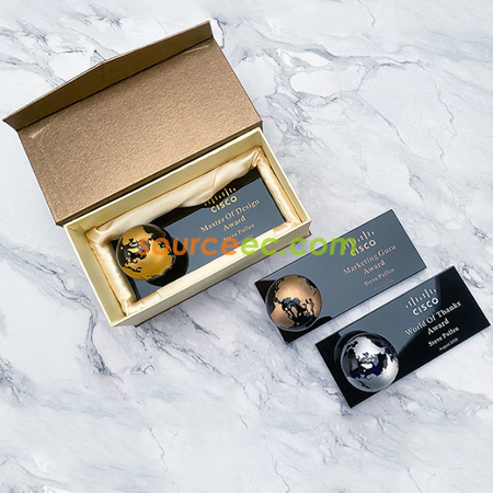 Customization Creative Earth Crystal Paperweight Promotional Products