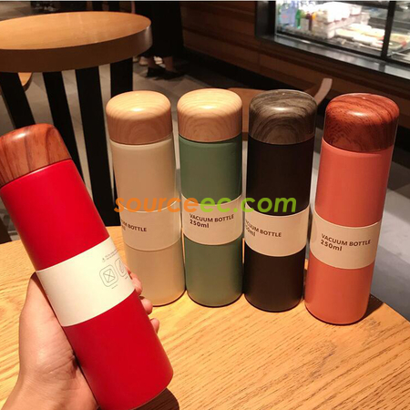 Customization Wood Grain 304 Stainless Steel Thermos Cup Promotional Products