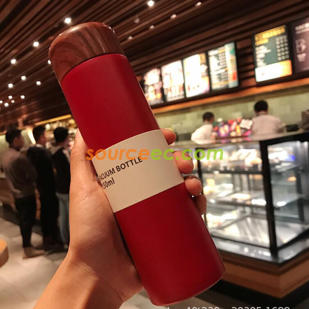 Customization Wood Grain 304 Stainless Steel Thermos Cup Promotional Products