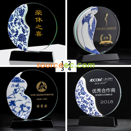 Customization Double-sided Ceramic Crystal Trophy Promotional Products
