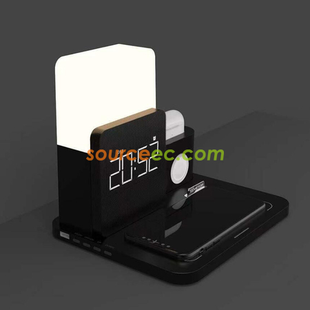 Customization Wireless Charger Three-In-One Lamp Clock (Mobile Phone + Watch + Earphone) Promotional Products