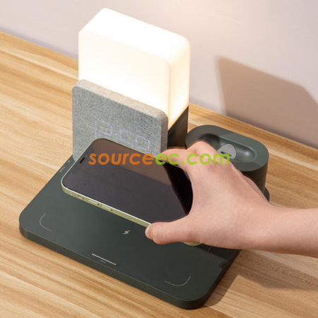 Customization Wireless Charger Three-In-One Lamp Clock (Mobile Phone + Watch + Earphone) Promotional Products
