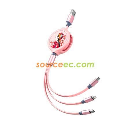 Customization Makaron Three In One Telescopic Data Line Promotional Products
