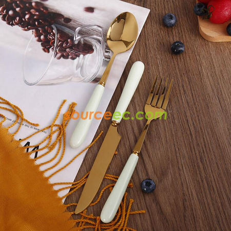 Customization Stainless Steel Tableware With Ceramic Handle Promotional Products