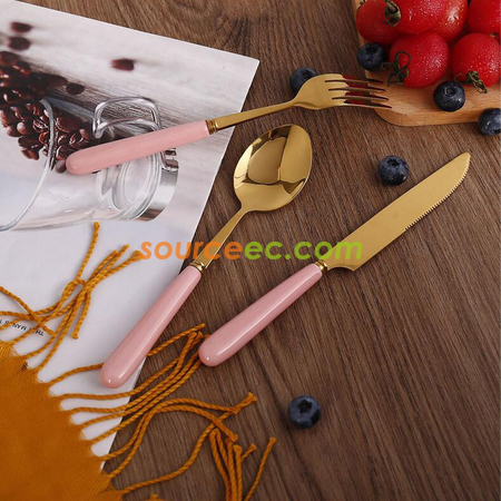 Customization Stainless Steel Tableware With Ceramic Handle Promotional Products