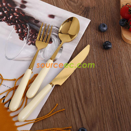 Customization Stainless Steel Tableware With Ceramic Handle Promotional Products