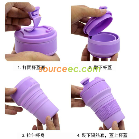 Customization Pure Color Folding Silicone Coffee Cup Promotional Products