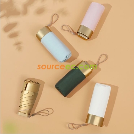 Customization Mini Sunshade Pocket Gold Plastic Sun Umbrella Promotional Products