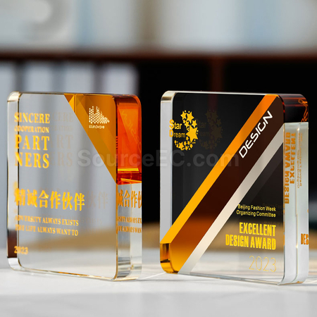 Customization Two Colour Crystal Trophy Promotional Products