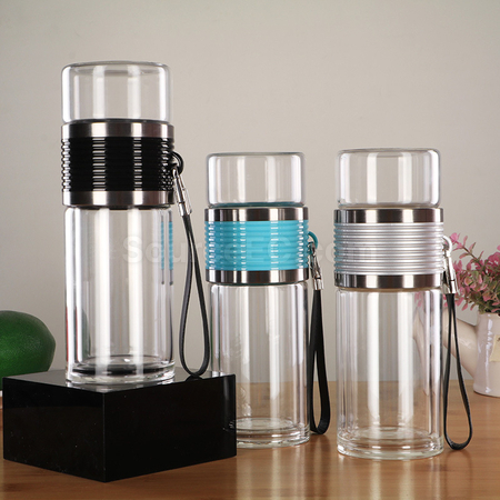 Customization Portable Glass Mug with Infuser Promotional Products