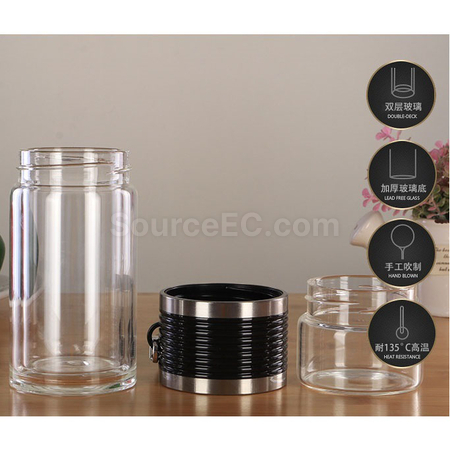 Customization Portable Glass Mug with Infuser Promotional Products