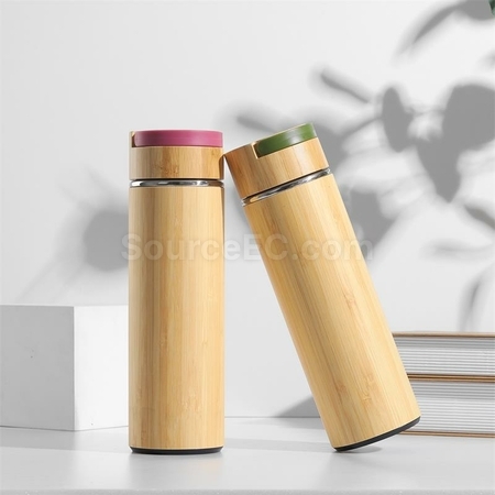 Customization Portable Bamboo Shell Thermos Cup With Cover Promotional Products