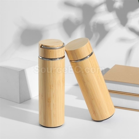 Customization Portable Bamboo Shell Thermos Cup With Cover Promotional Products