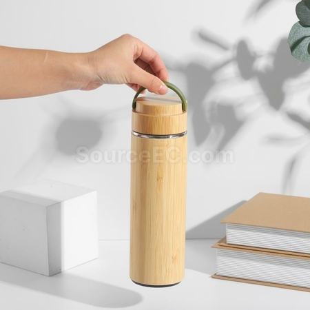 Customization Portable Bamboo Shell Thermos Cup With Cover Promotional Products