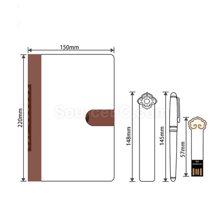 Customization Business Notebook pen USB bookmark Set Promotional Products