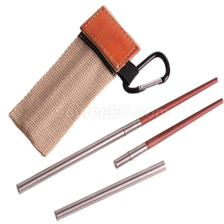 Customization Camping Folding Chopsticks Leather Case Promotional Products