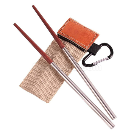 Customization Camping Folding Chopsticks Leather Case Promotional Products