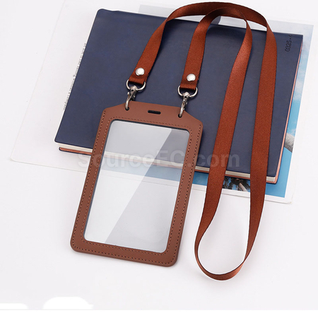 Customization PU Badge Holder with Lanyard Promotional Products