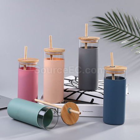 Customization Glass Cup with Bamboo Lid Promotional Products