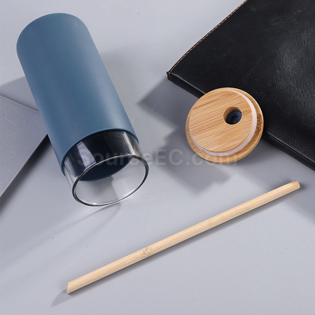 Customization Glass Cup with Bamboo Lid Promotional Products