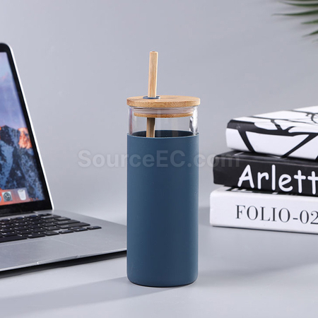 Customization Glass Cup with Bamboo Lid Promotional Products