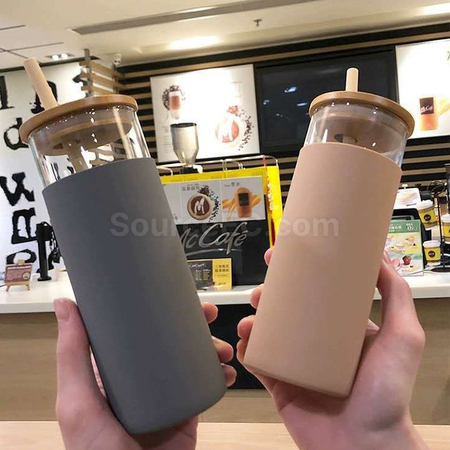 Customization Glass Cup with Bamboo Lid Promotional Products
