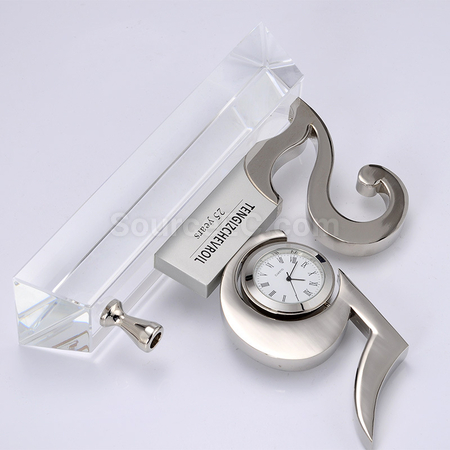 Customization 25th Anniversary Crystal with Clock Promotional Products