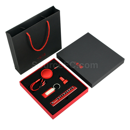Customization Car Charging Data Cable Parking Plate Key Chain Set Promotional Products