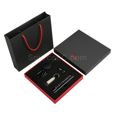 Customization Car Charging Data Cable Parking Plate Key Chain Set Promotional Products