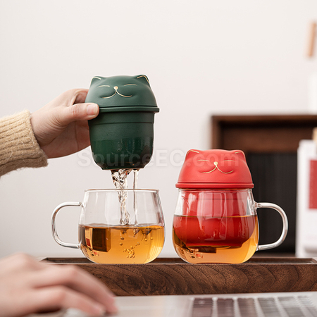 Customization Zhaocai Cat Glass Tea Cup Promotional Products