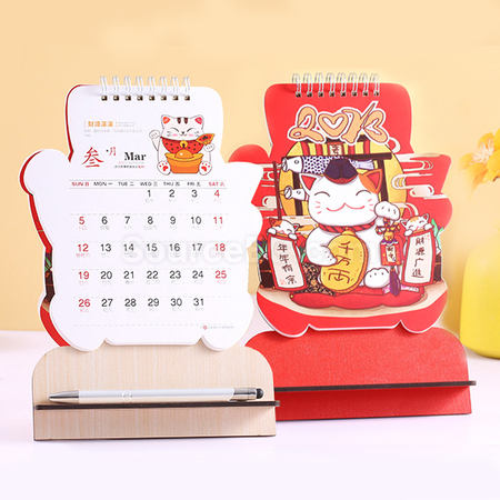 Customization Lucky Cat Desk Calender Promotional Products
