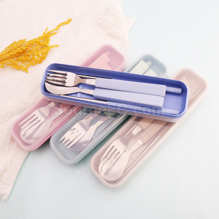 Customization Wheat Straw Stainless Steel Tableware Promotional Products
