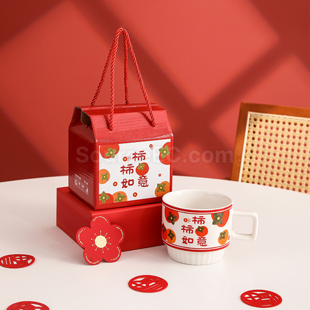 Customization Persimmon Towel and Coffee Cup Set Promotional Products