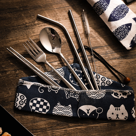 Customization Stainless Steel Tableware with Bag Promotional Products