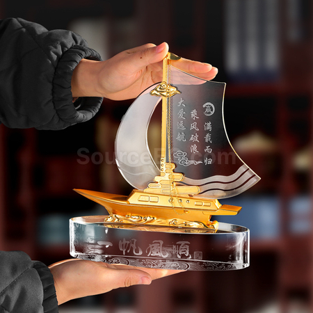 Customization Sailboat Crystal Trophy Promotional Products