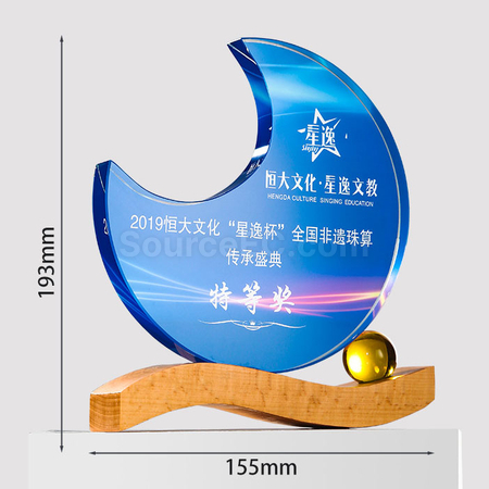 Customization Moon Wooden Crystal Medal Promotional Products