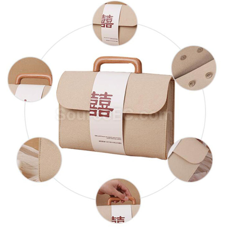Customization Felt Tote Bag with Wooden Handle Promotional Products