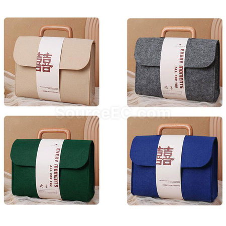 Customization Felt Tote Bag with Wooden Handle Promotional Products