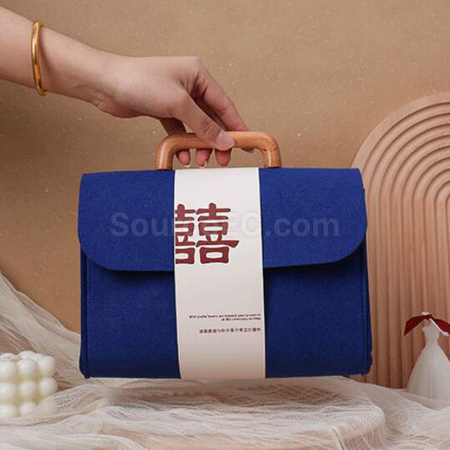 Customization Felt Tote Bag with Wooden Handle Promotional Products