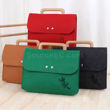 Customization Felt Tote Bag with Wooden Handle Promotional Products