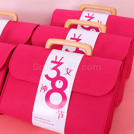 Customization Felt Tote Bag with Wooden Handle Promotional Products